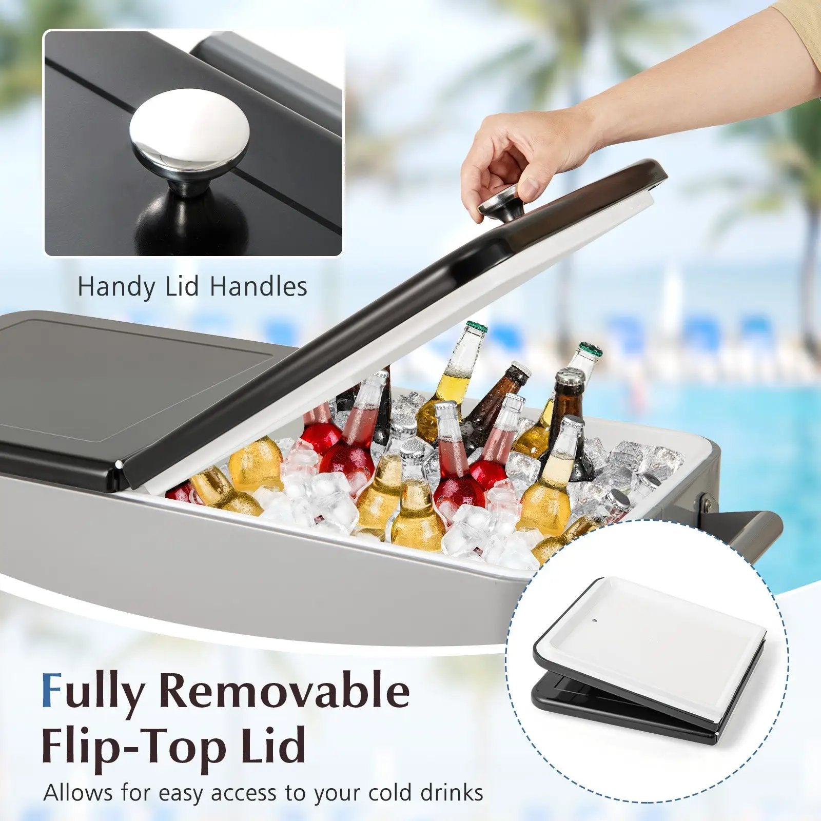 Portable Patio Cooler with Bottom Storage Shelf and Bottle Opener by DirectDeals