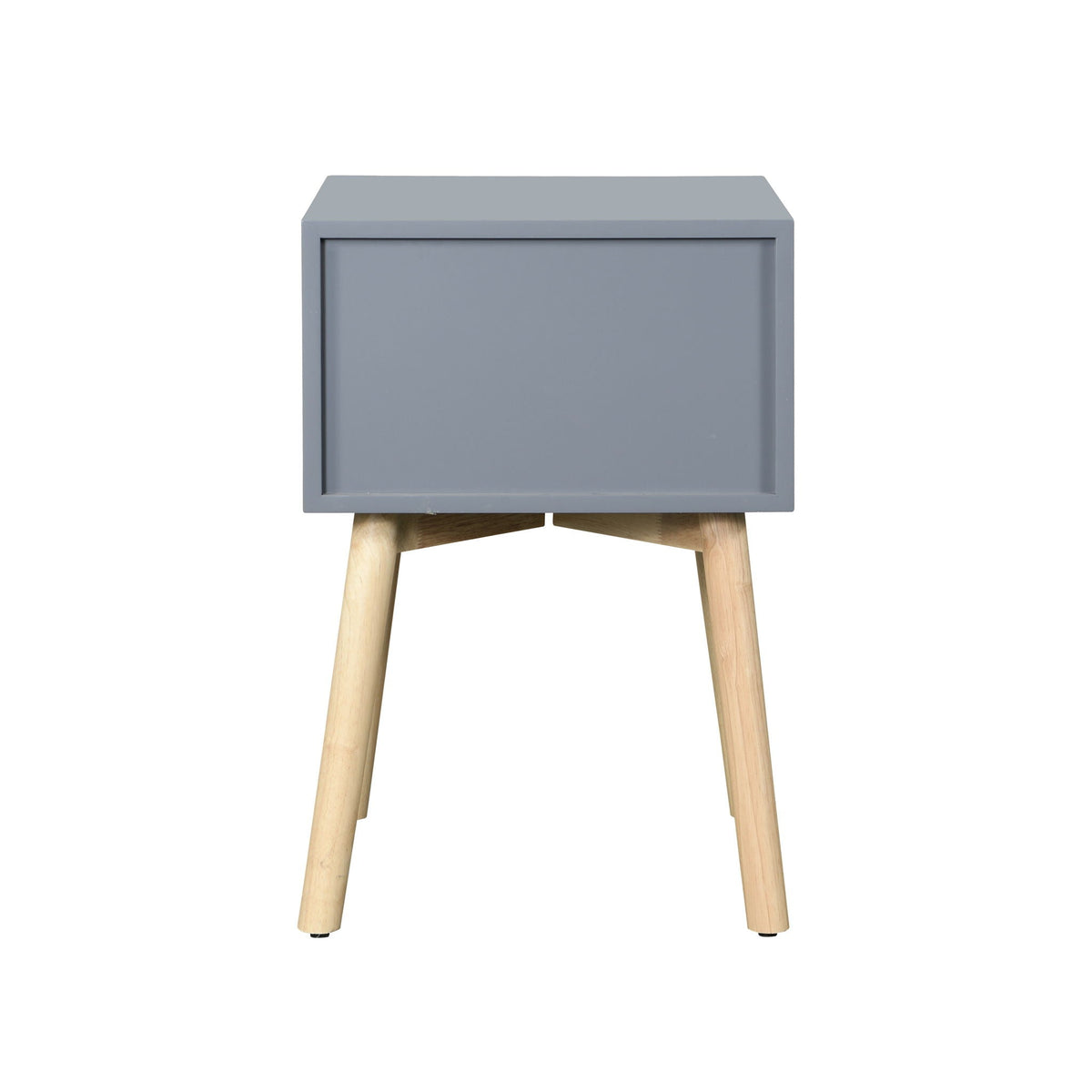 Mid-Century Modern 2-Drawer Accent Nightstand with Rubber Wood Legs – Dark Gray or Black, photo 6 of 16