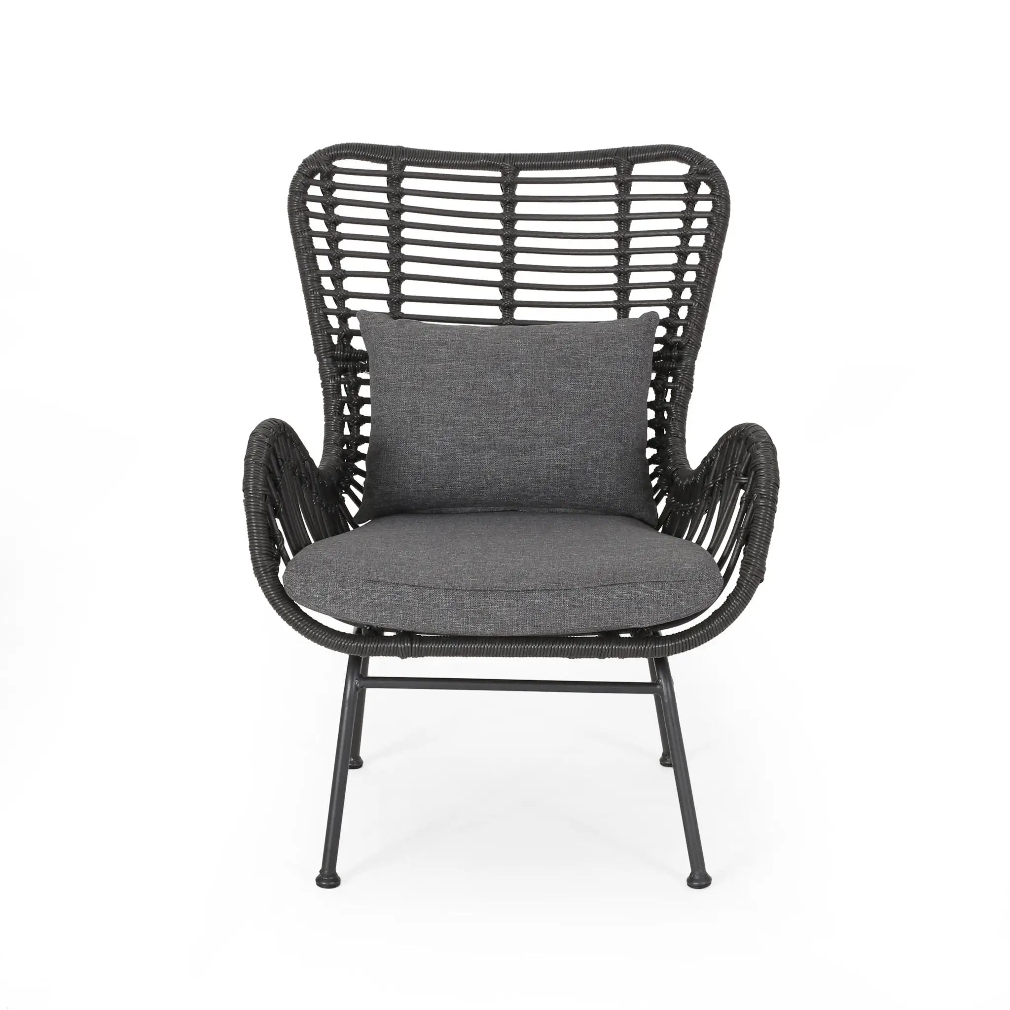 Modern Aesthetic Outdoor Rattan Accent Chair With Metal Legs by HouseOfZazla