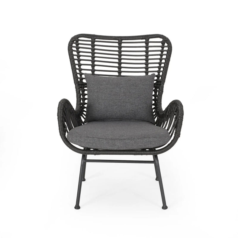 Modern Aesthetic Outdoor Rattan Accent Chair With Metal Legs by HouseOfZazla