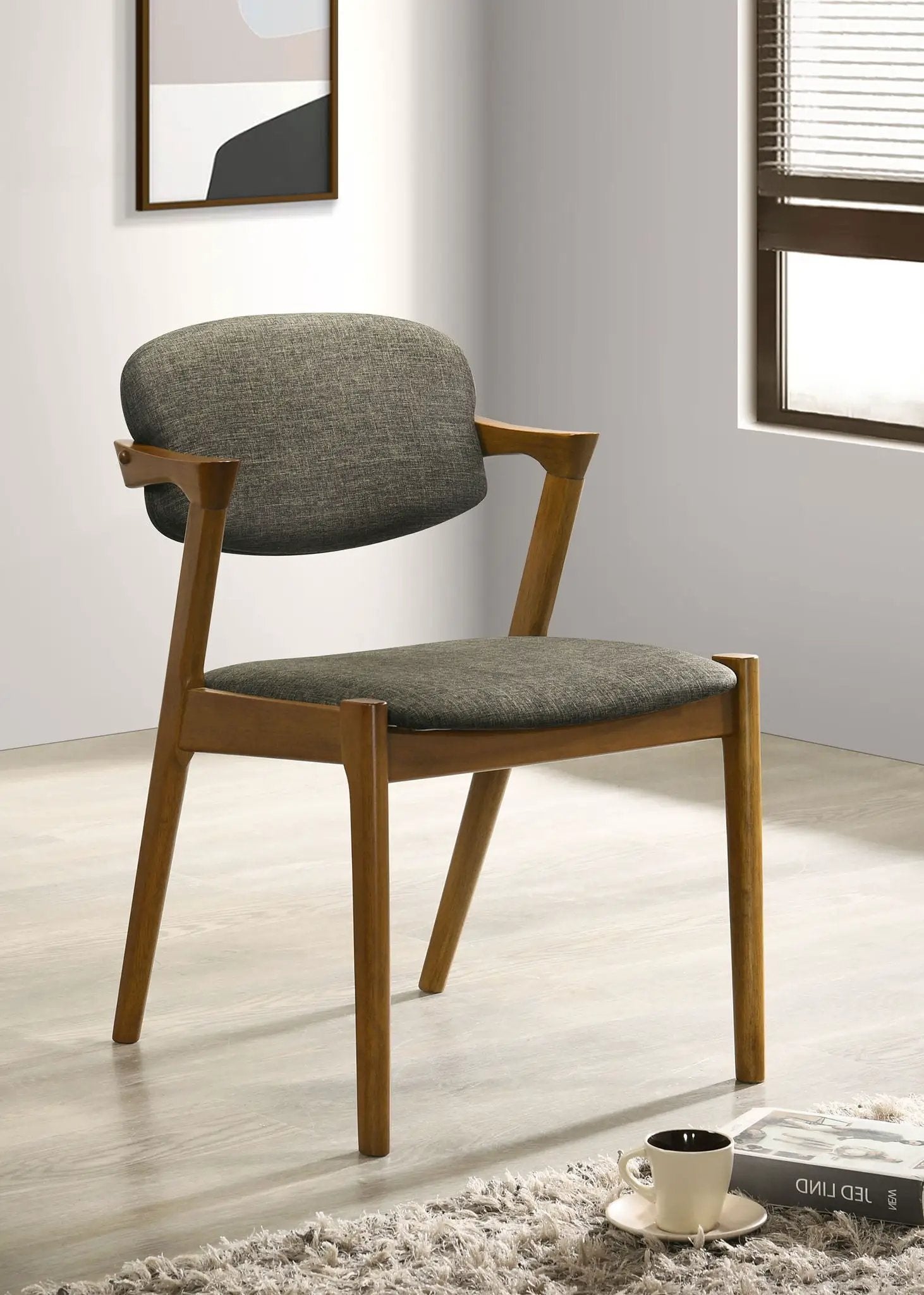 Malone Padded Wood Dining Arm Chair Dark Walnut (Set of 2) by Unique Piece Furniture
