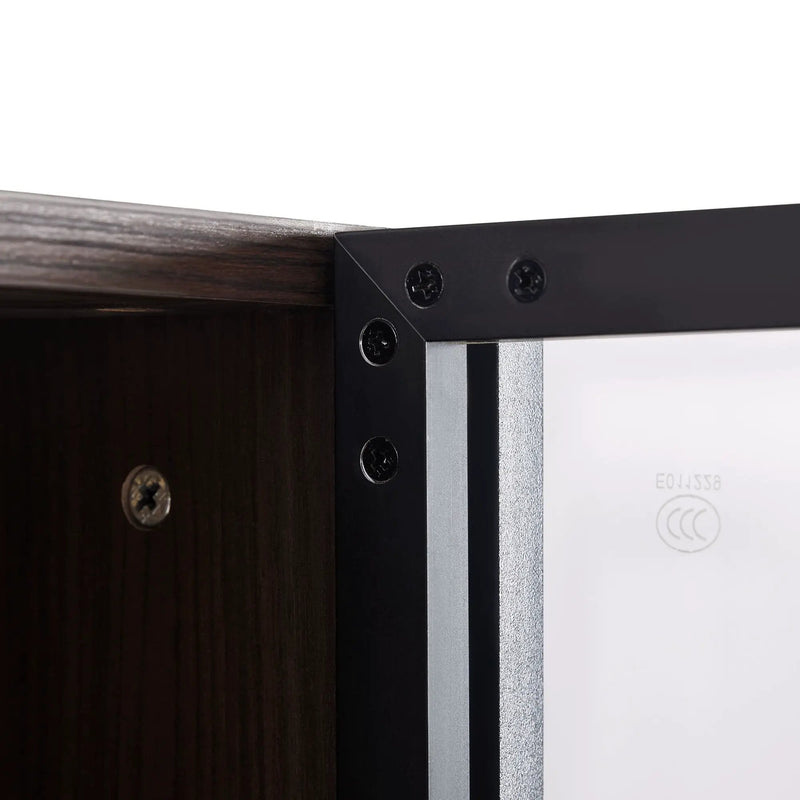 Modern Minimalist Tall Lighted Display Cabinet With Tempered Glass Door - Black / Dark Walnut by HouseOfZazla