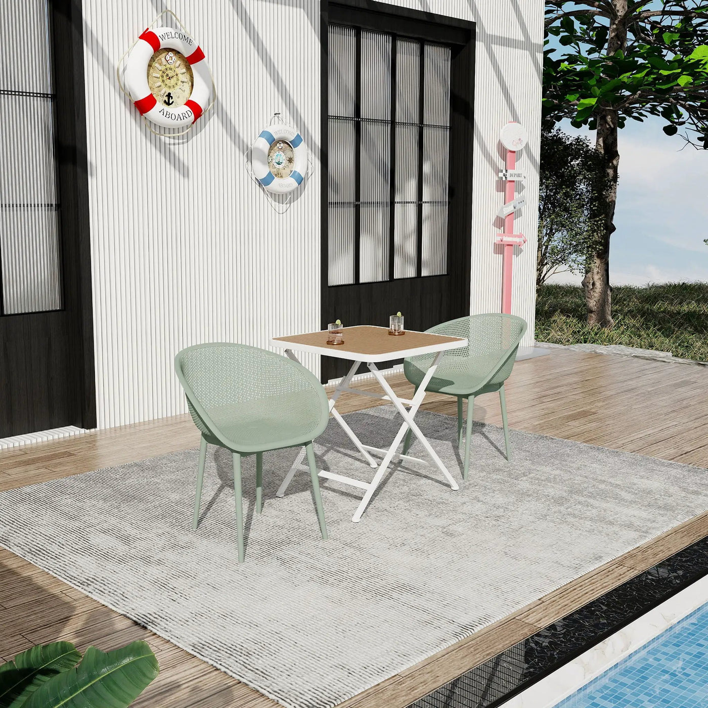 2 Pack Lounge Chair Set & Folding Square Table by Unique Piece Furniture