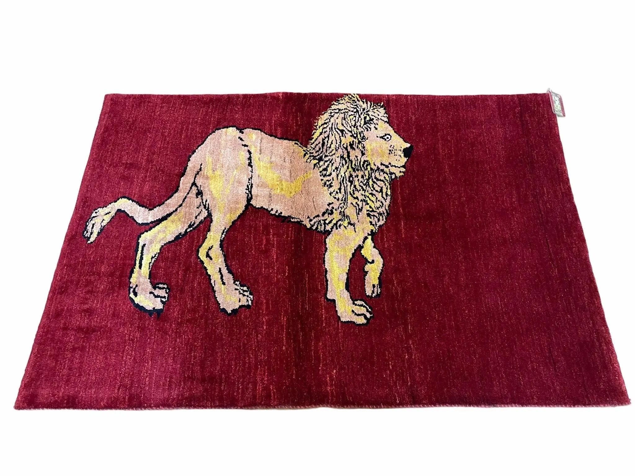 3 X 5 Handmade New Vintage Rug Quality Wool Lion Red Veggy Dyes Hand-Knotted by Jewel Rugs