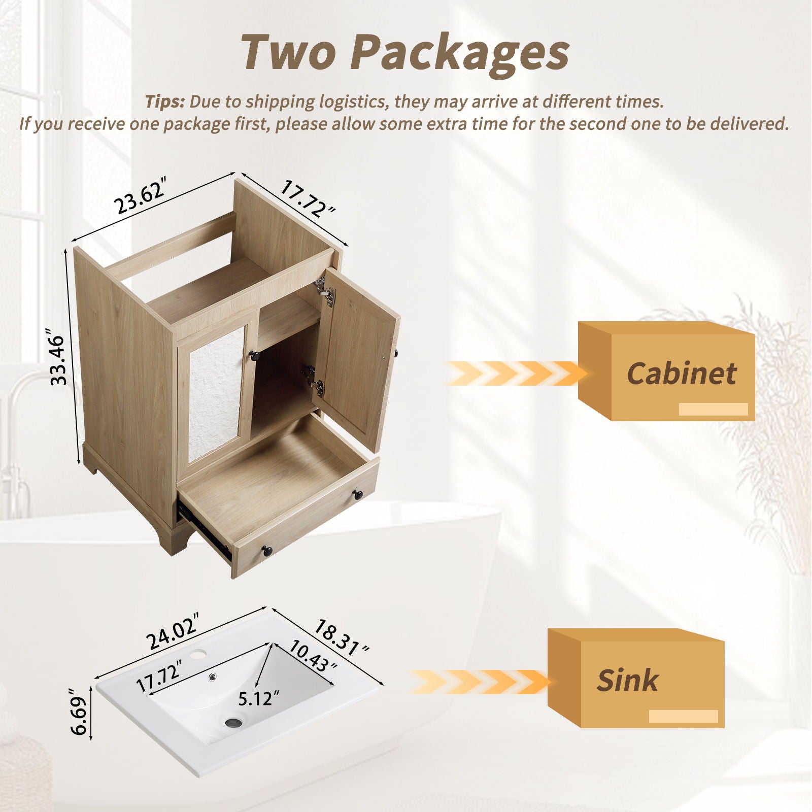 Bathroom Vanity With Basin 1 Drawer, Particle Board Construction, Free Standing Storage - Brown by HouseOfZazla