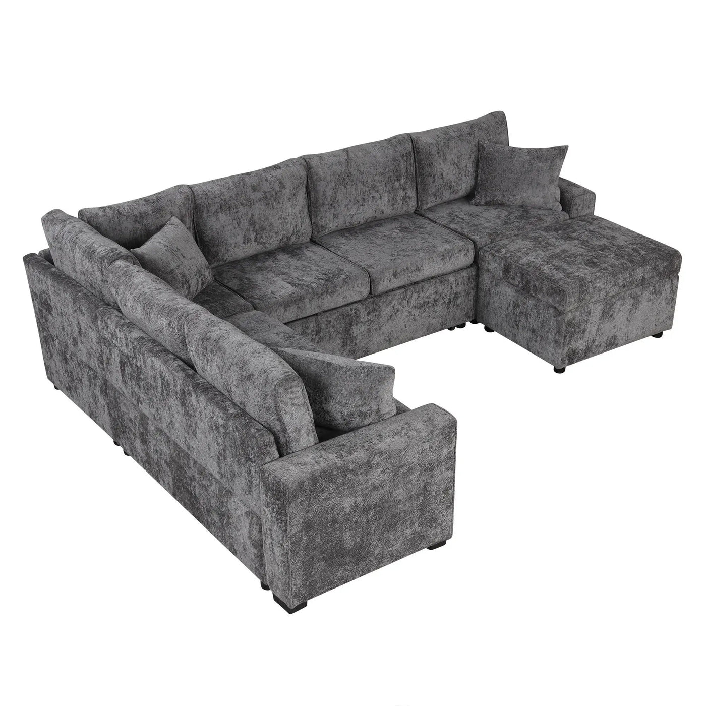 Sectional Sofa Pull-Out Sofa Bed Sleeper With A Storage Ottoman, Three Pillows And Charging Devices For Living Room by HouseOfZazla
