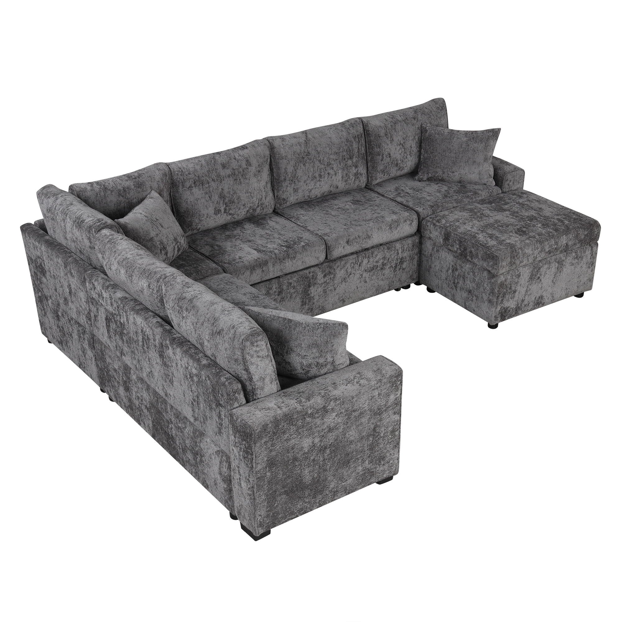 Sectional Sofa Pull-Out Sofa Bed Sleeper With A Storage Ottoman, Three Pillows And Charging Devices For Living Room by HouseOfZazla