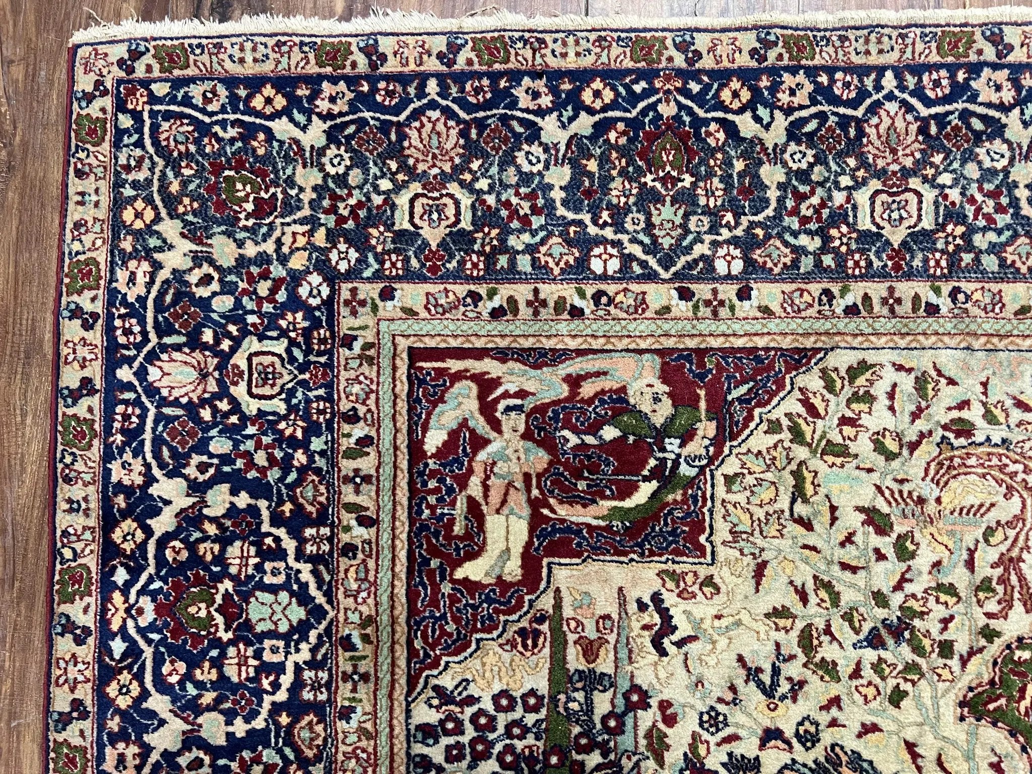 Rare Antique Indian Agra Rug, Early 20th Century Indian Carpet, Animal and Angel Motifs, Hunting Scene, Collectible Oriental Carpet, Wow by Jewel Rugs