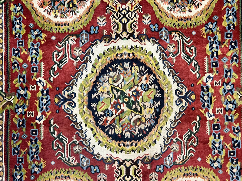 Persian Bakhtiari Rug 5x8, Wool Hand Knotted Antique Carpet, Red, Floral Oriental Rug, 5 x 8 Medium Sized Rug by Jewel Rugs