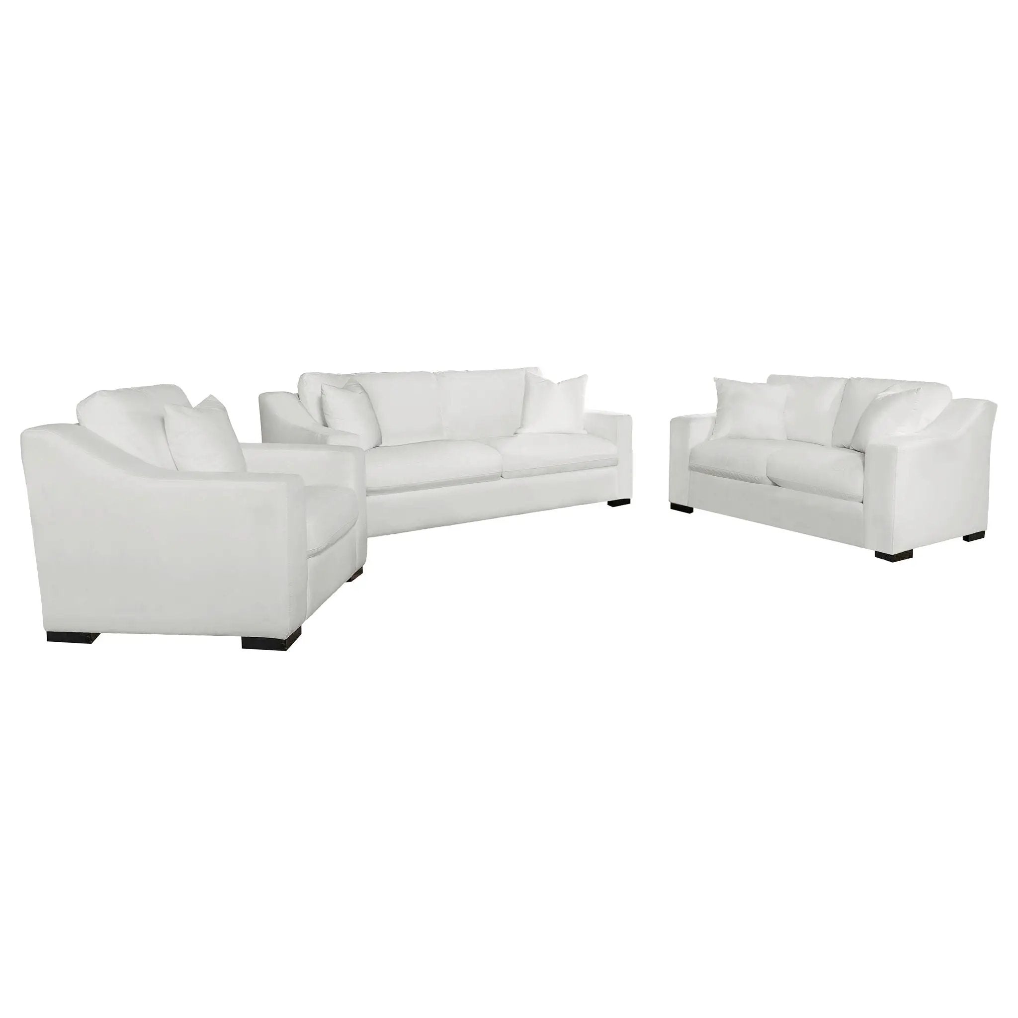 Ashlyn 3-piece Upholstered Sloped Arm Sofa Set White by Unique Piece Furniture