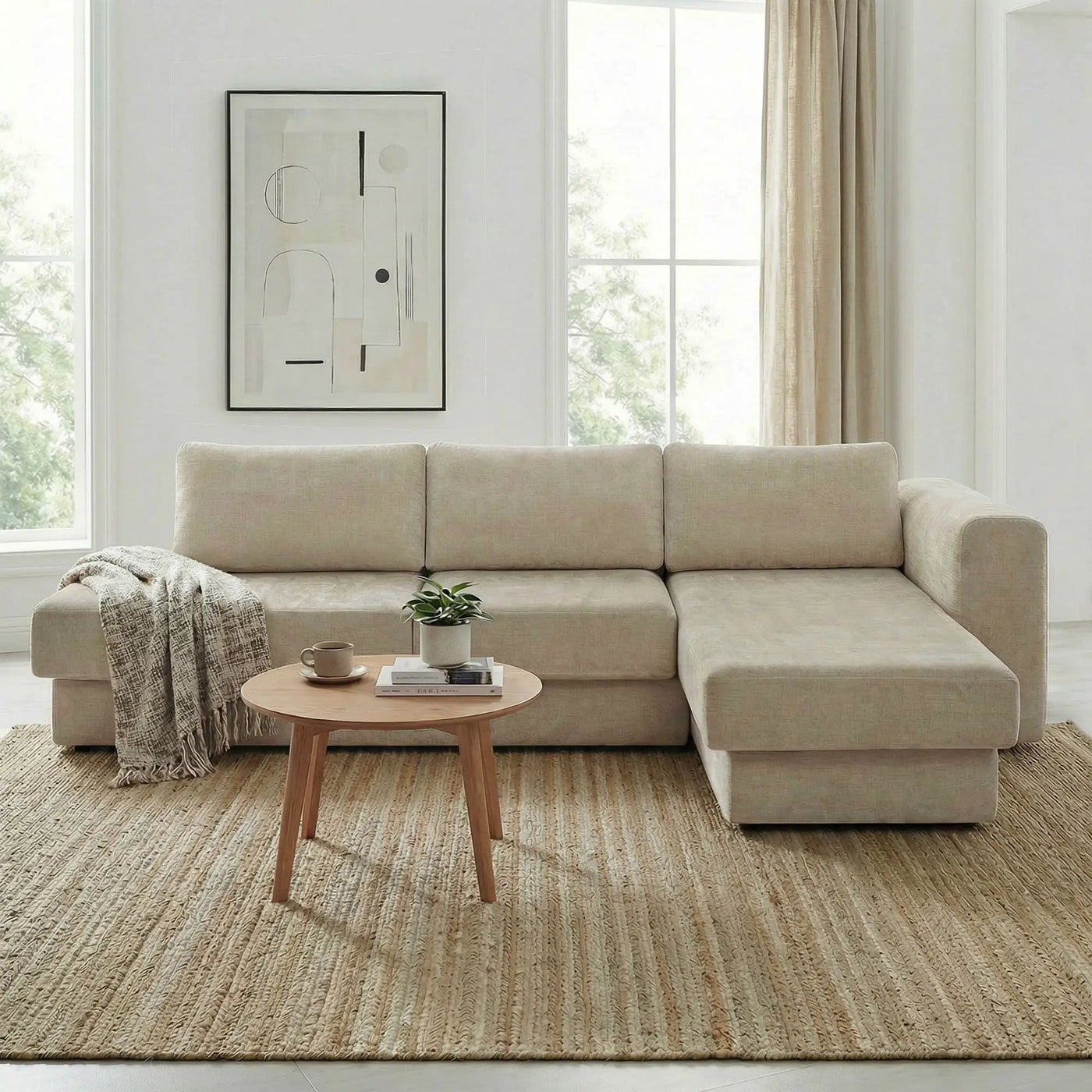 L-Shaped Modular Sofa With Double Layer Cushion by HouseOfZazla