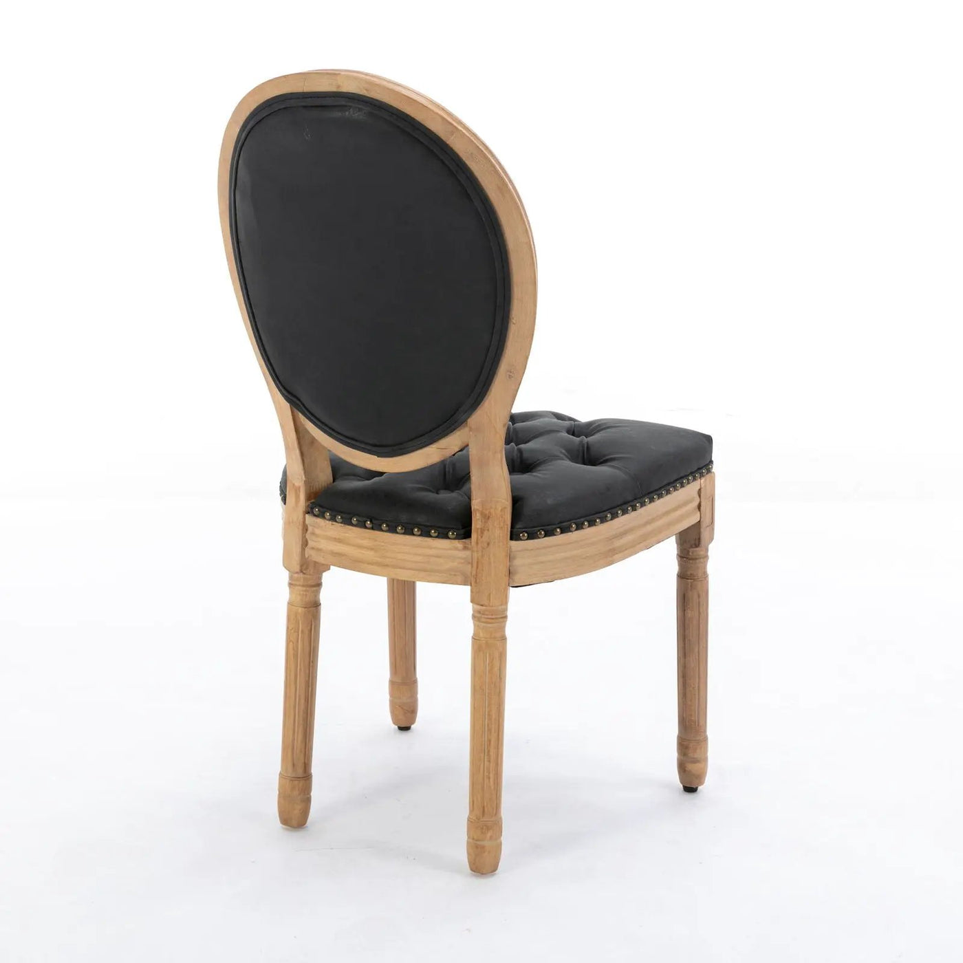 French Style Solid Wood Frame Antique Painting, Hand-Pulled Buckle Decoration Artificial Dining Chair With Nailhead Trim, Wood Legs by HouseOfZazla