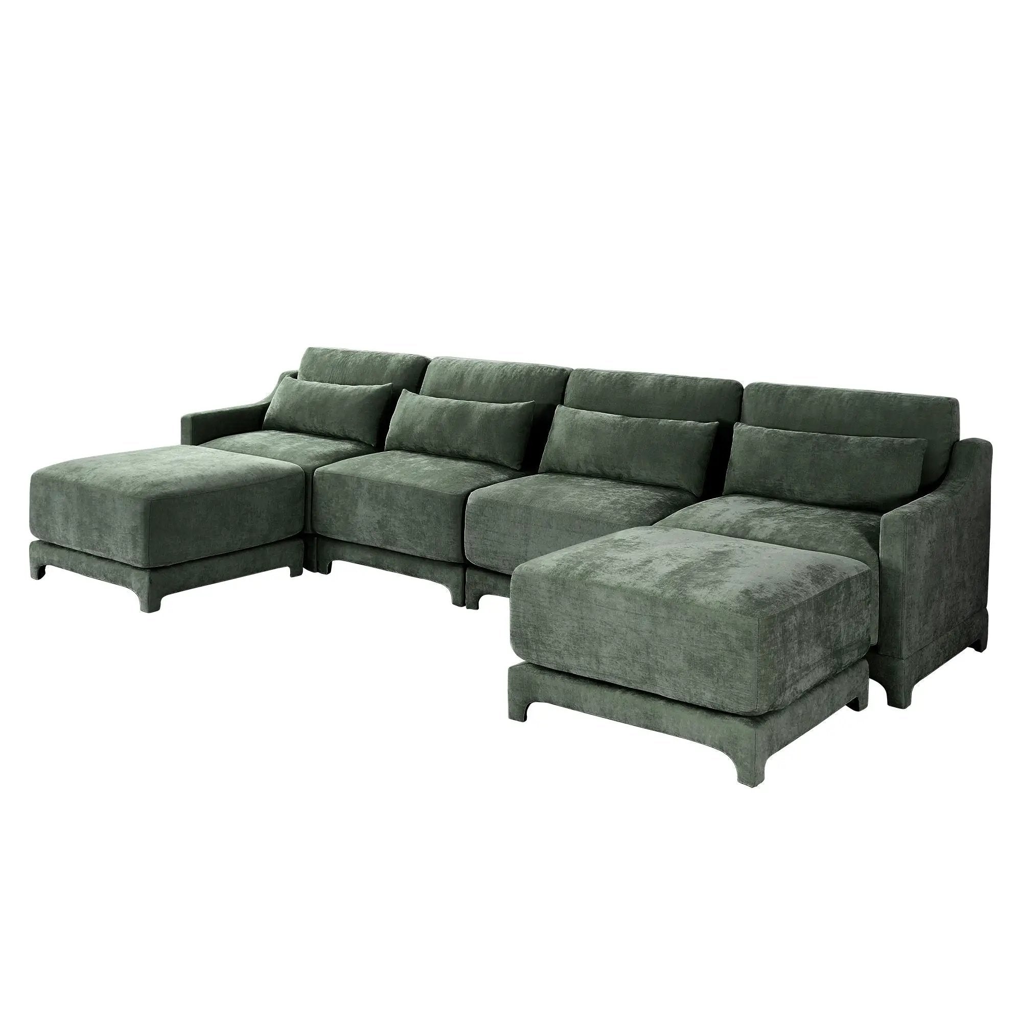 Stylish Sofa With Ottoman And Lumbar Pillows, Ergonomic Design by Unique Piece Furniture