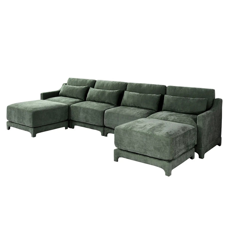 Stylish Sofa With Ottoman And Lumbar Pillows, Ergonomic Design by HouseOfZazla
