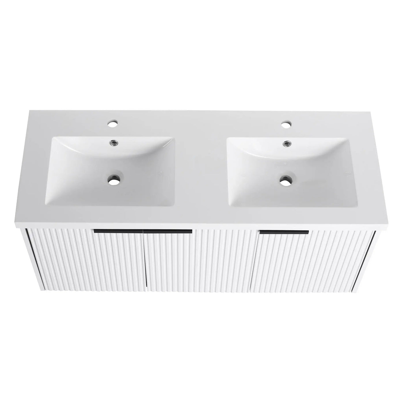 Contemporary Wall Mounted Bathroom Vanity With Resin Double Sink by HouseOfZazla