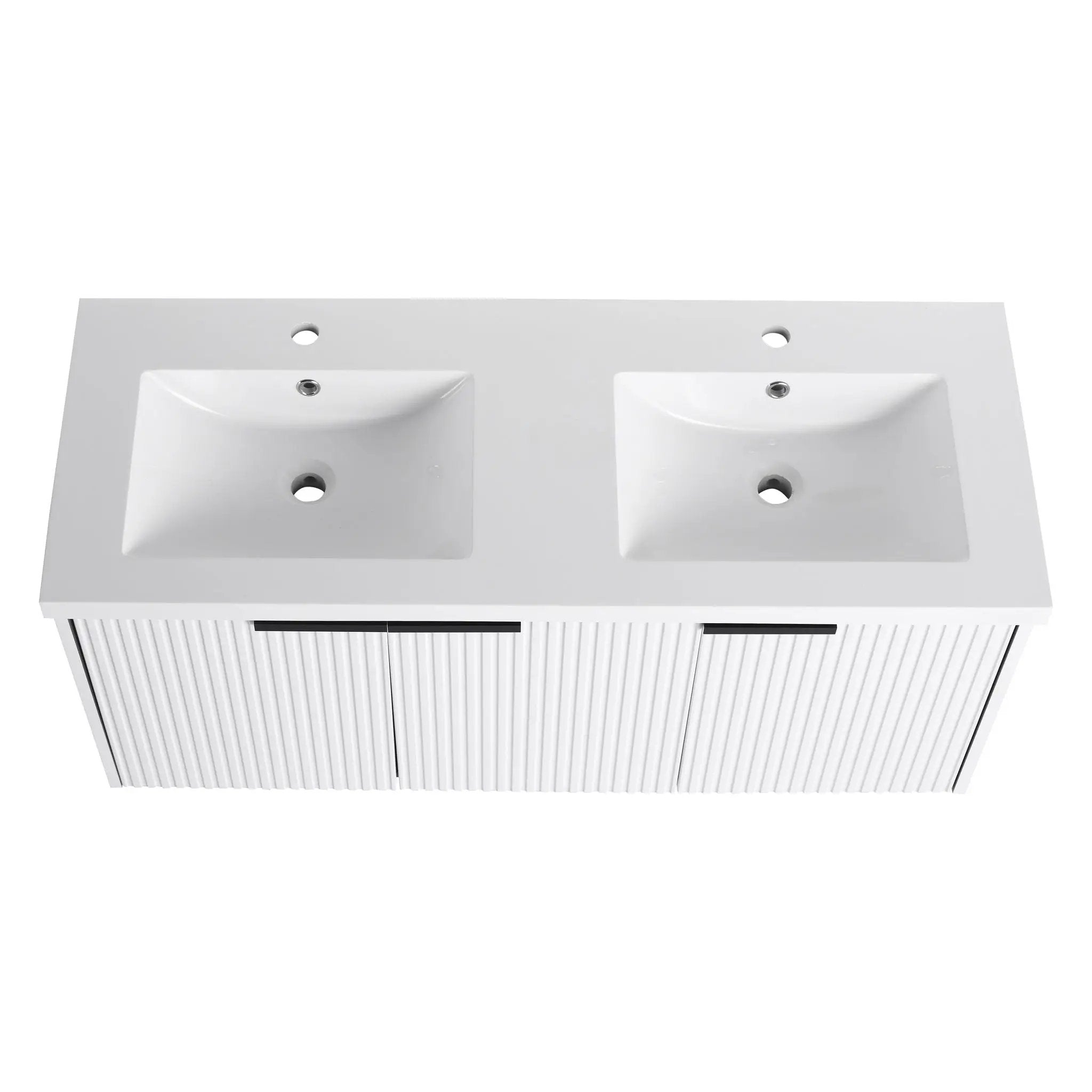 Contemporary Wall Mounted Bathroom Vanity With Resin Double Sink by HouseOfZazla