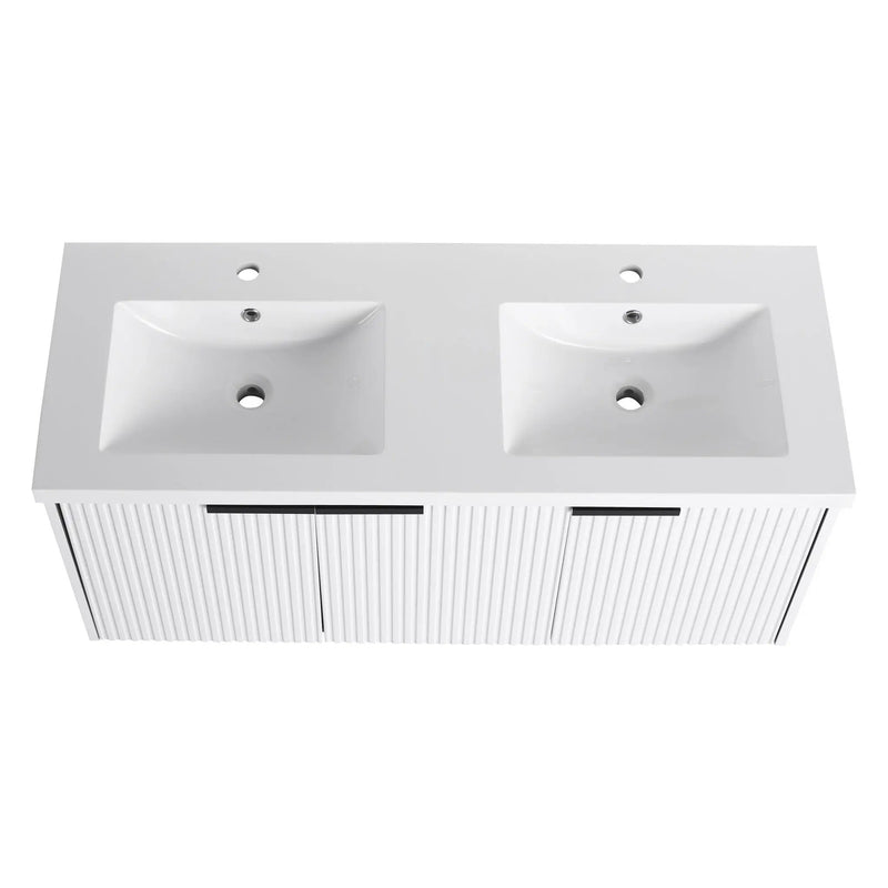 Contemporary Wall Mounted Bathroom Vanity With Resin Double Sink by HouseOfZazla