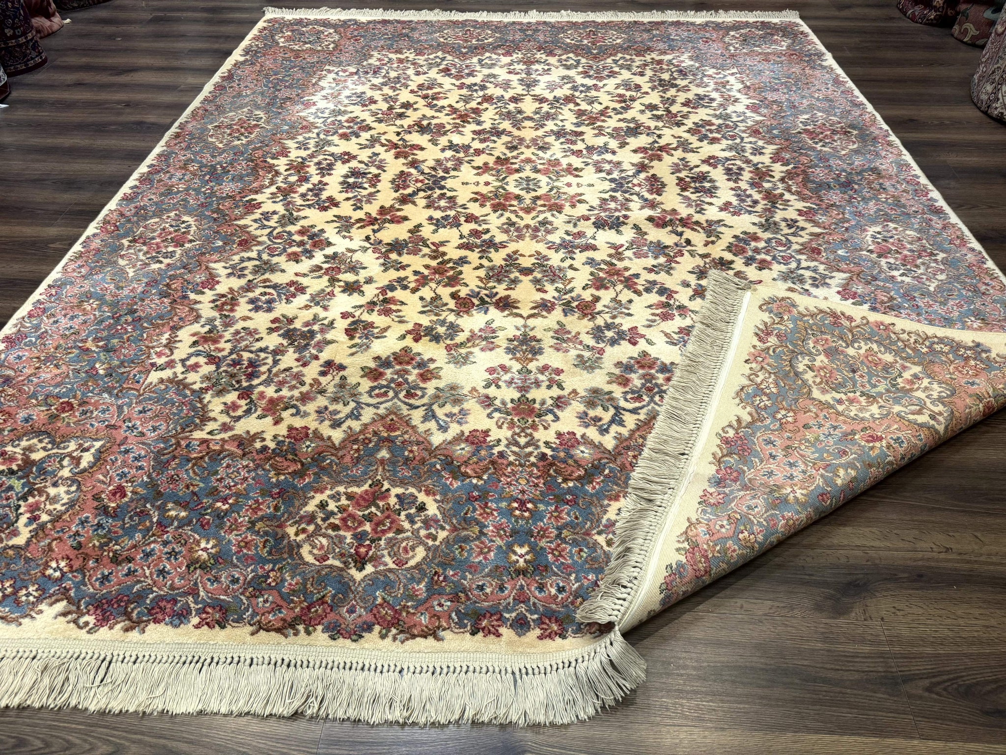 8.8 x 10.6 Karastan Kirman Rug #788, Wool Vintage Discontinued Floral Carpet by Jewel Rugs