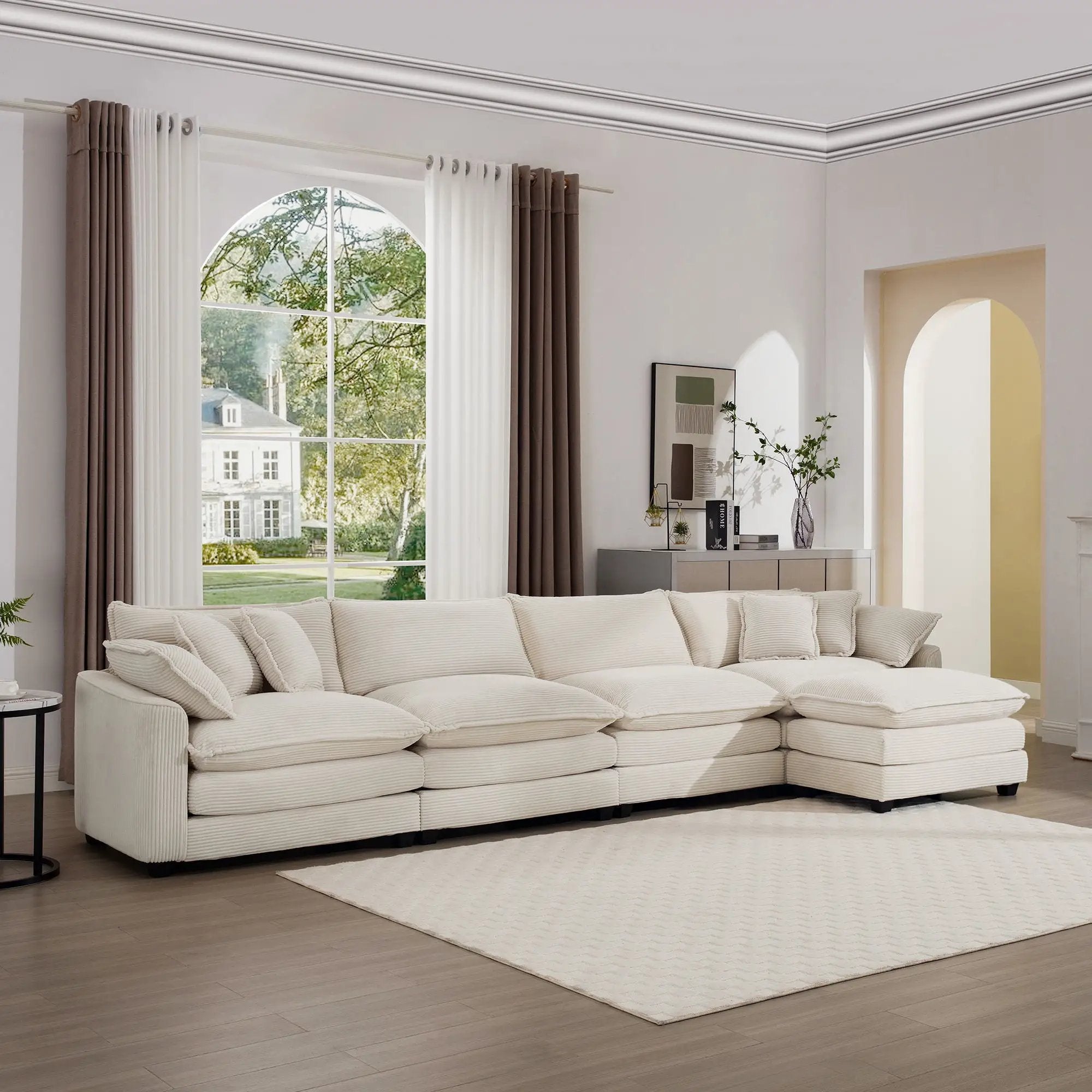 Modern Oversized Modular Cushion Sofa With Ottoman, Low Back, Deep Seating Sofa Set by Unique Piece Furniture