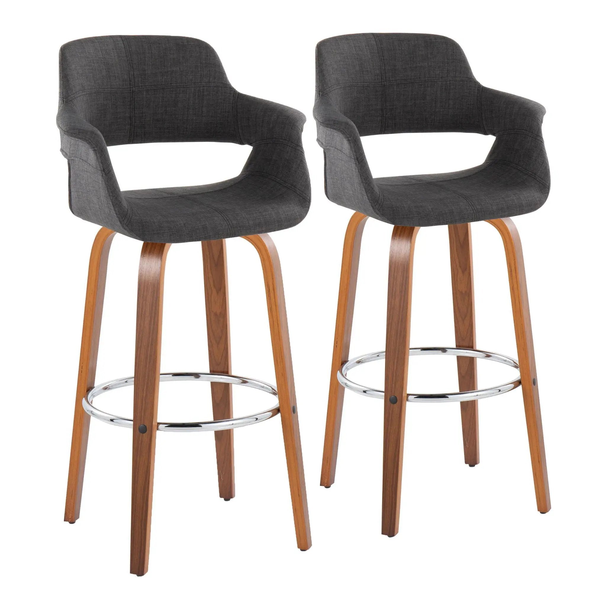 Vintage Flair - Mid Century Modern Fixed Height Barstool With Swivel & Round Footrest (Set of 2) by HouseOfZazla