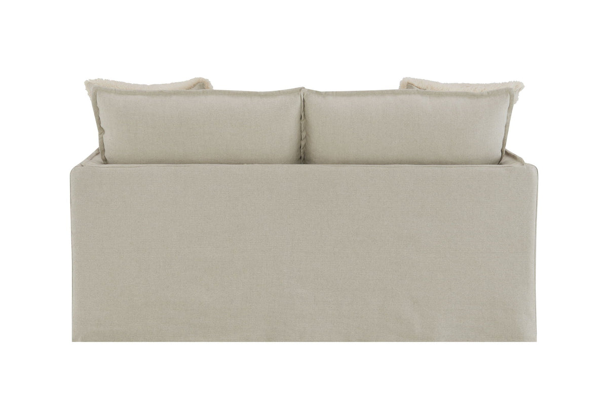 Pattern Linen Loveseat with 2 Toss Pillows - Beige, photo 2 of 5
