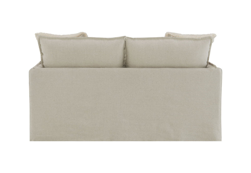 Pattern Linen Loveseat with 2 Toss Pillows - Beige, photo 2 of 5