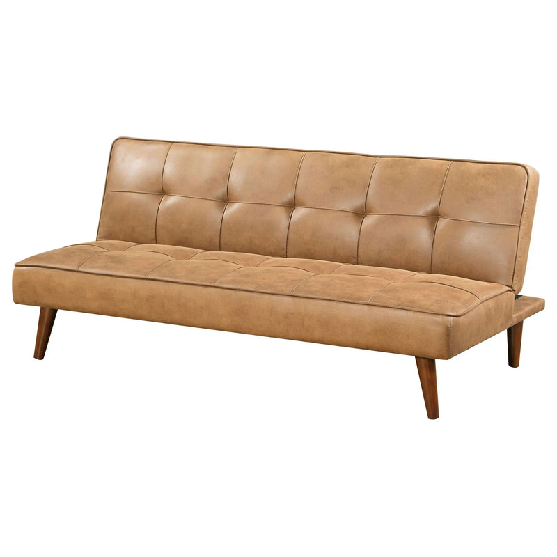 Jenson Upholstered Tufted Convertible Sofa Bed Saddle Brown by Unique Piece Furniture