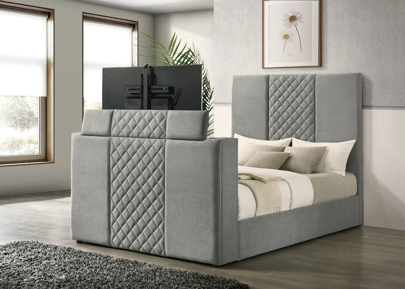 Tara 61-inch Upholstered Queen Panel TV Bed Grey by Unique Piece Furniture