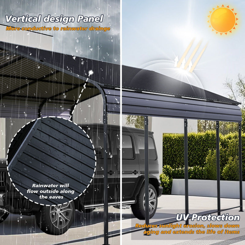 Heavy Duty Carport With Galvanized Roof And Enhanced Base - Anthracite by HouseOfZazla
