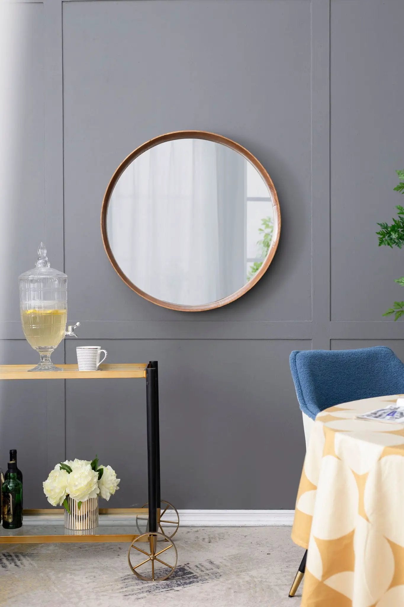 Round Wood Mirror, Wall Mounted Mirror Home Decor For Bathroom Living Room by HouseOfZazla