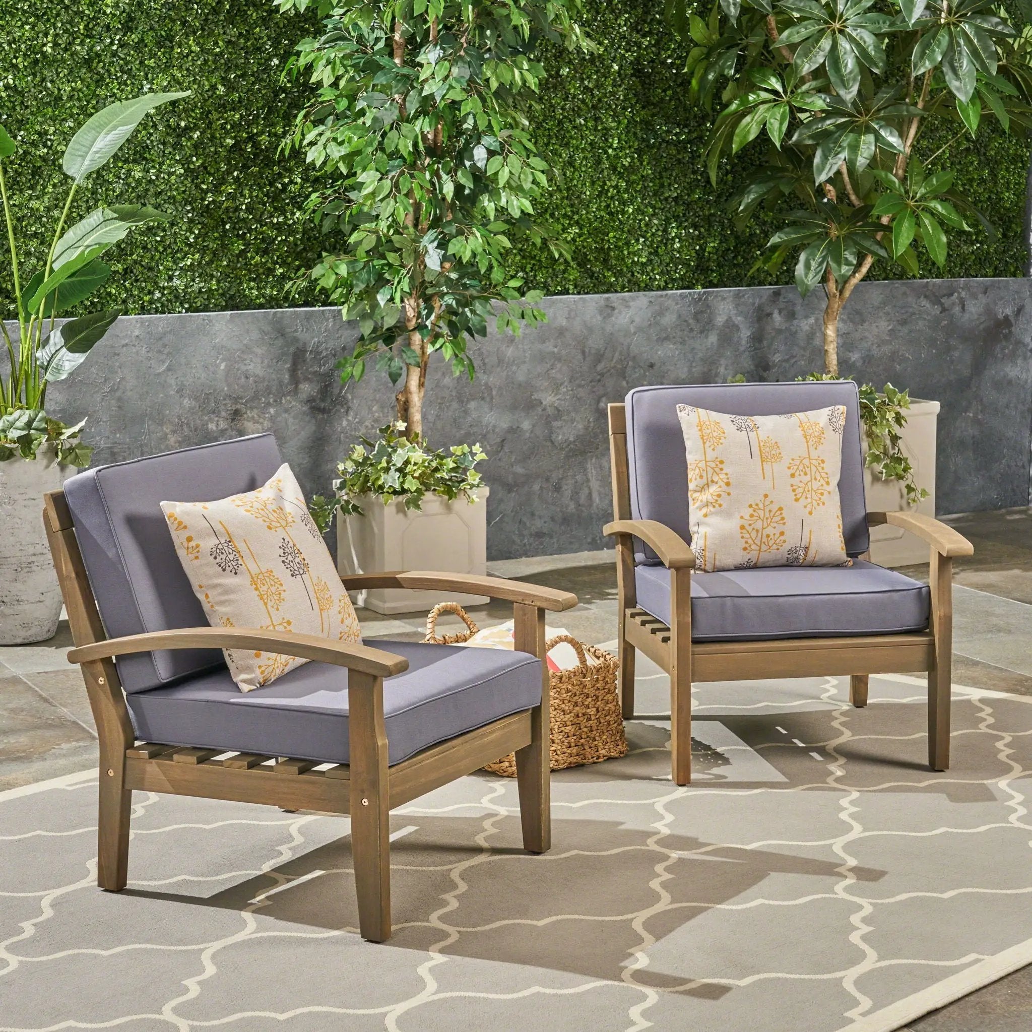 Peyton Club Chair Outdoor Seating Acacia Wood Dark Gray by HouseOfZazla