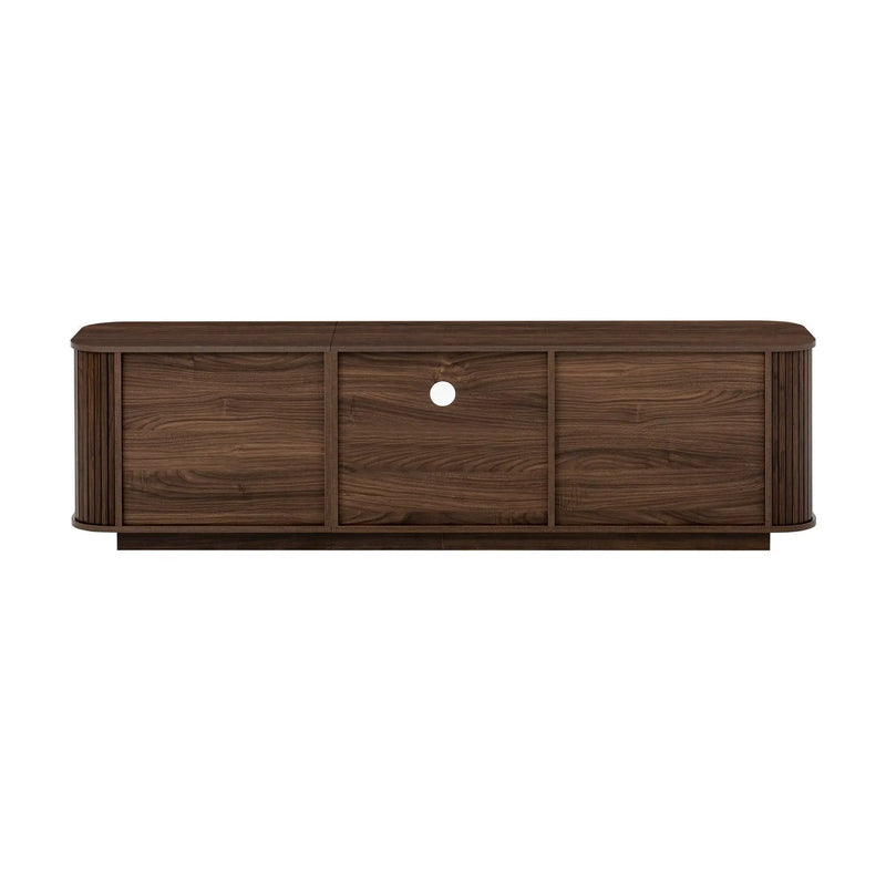 70" TV Stand With Ample Storage, Curved Corners - Dark Brown