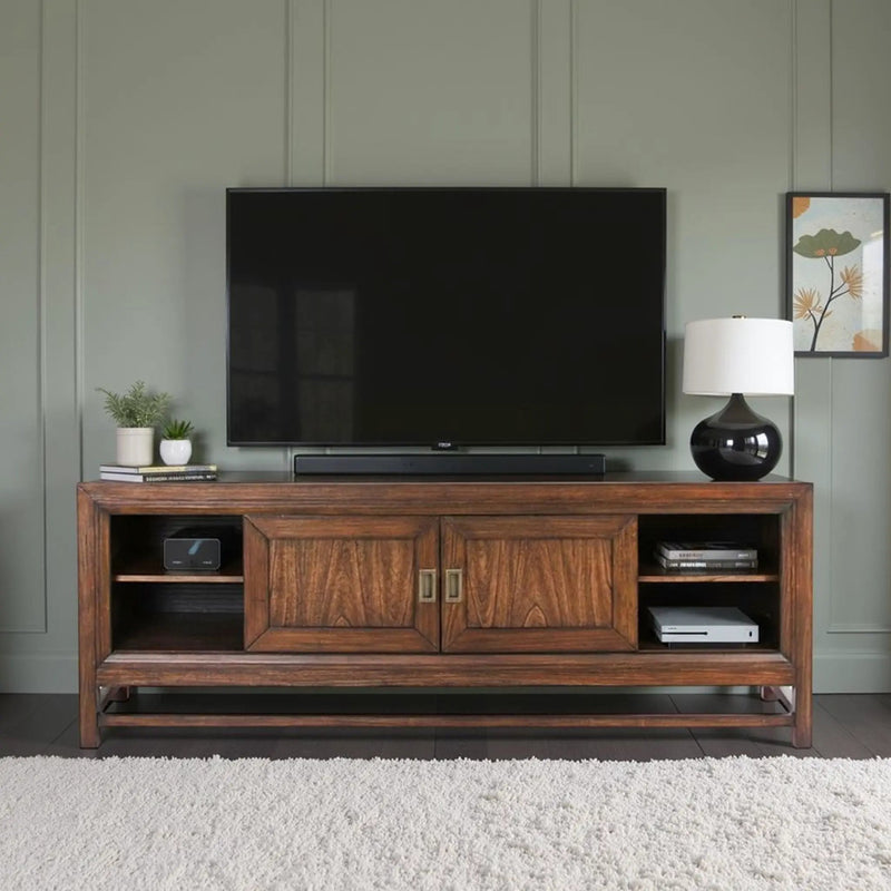 TV Stand Console, For TVs Up To 85", 2 Tone - Brown by Unique Piece Furniture