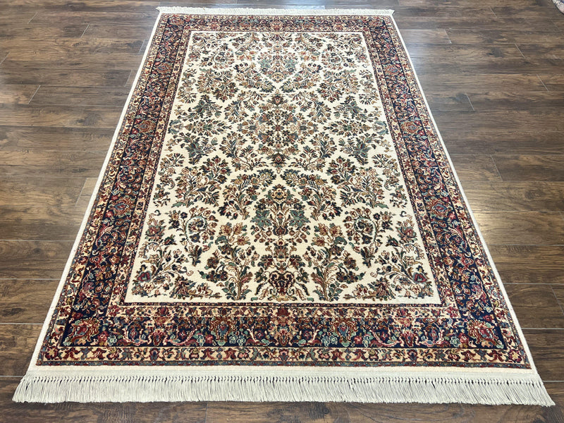 Karastan Rug 5.9 x 9, Ivory Sarouk #760, Wool Vintage Original Collection 700 Series by Jewel Rugs