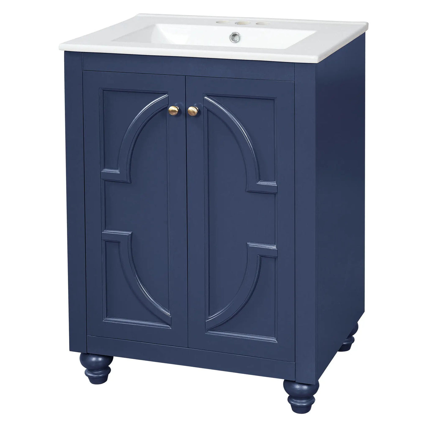Bathroom Vanity With Ornate Elliptical Motif, Soft Close Hinges by HouseOfZazla
