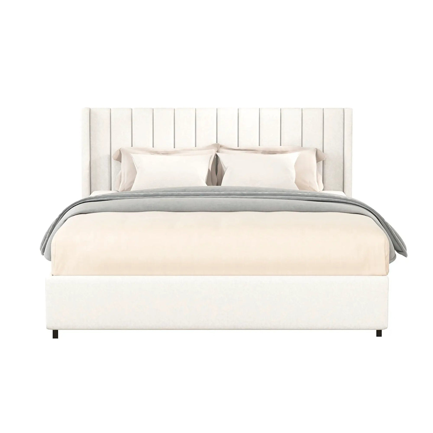 Anda - Boucle Upholstered Platform Bed With Patented Drawers Storage - Ivory by Unique Piece Furniture