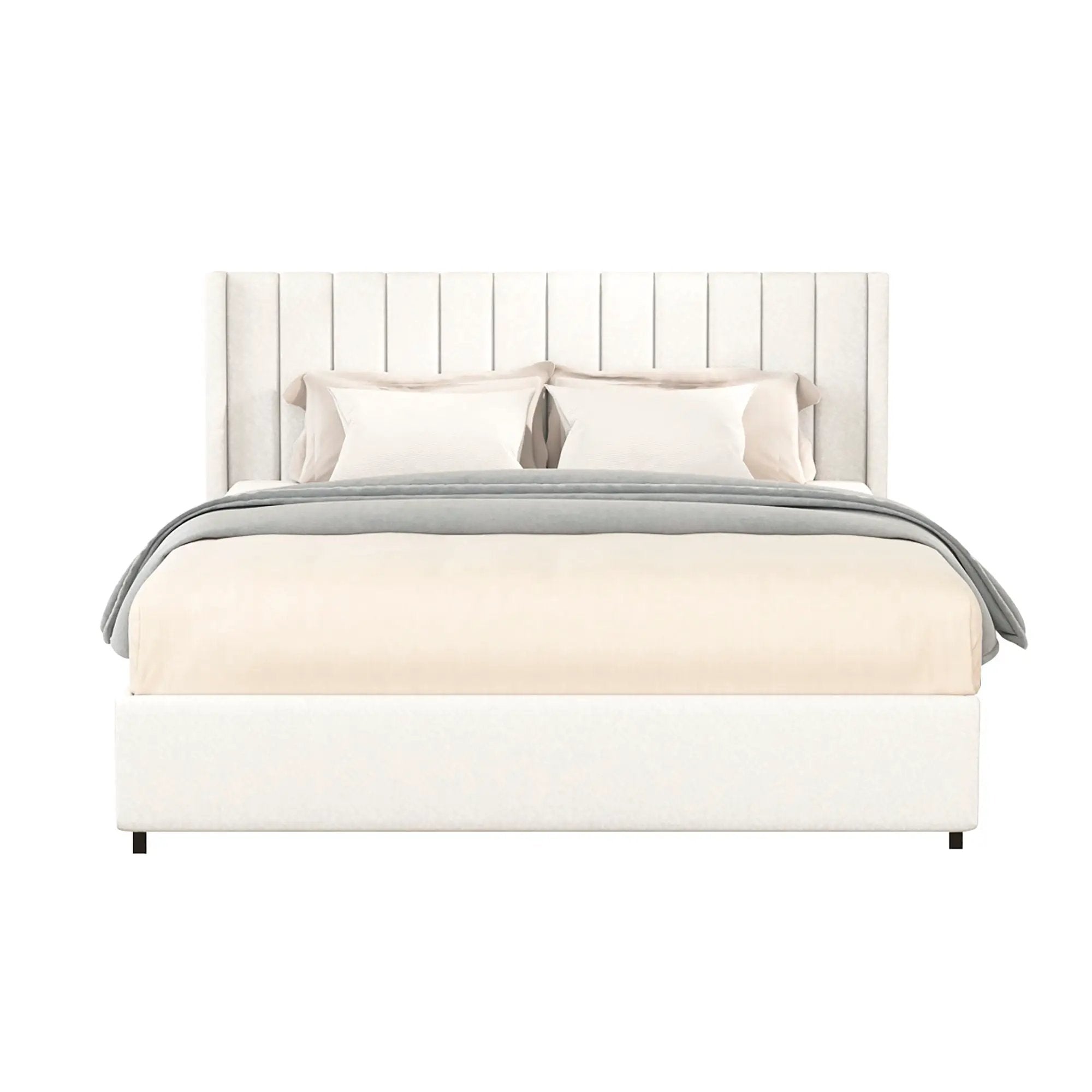 Anda - Boucle Upholstered Platform Bed With Patented Drawers Storage - Ivory by Unique Piece Furniture