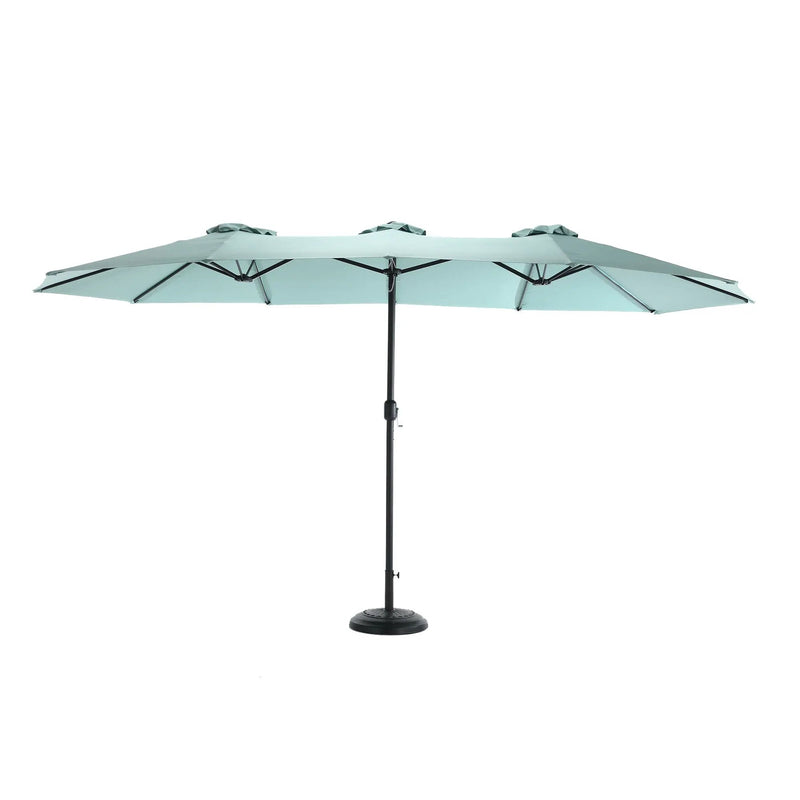 14.8 Ft Double Sided Outdoor Umbrella Rectangular Large with Crank (Light Green) (No Base) by HouseOfZazla