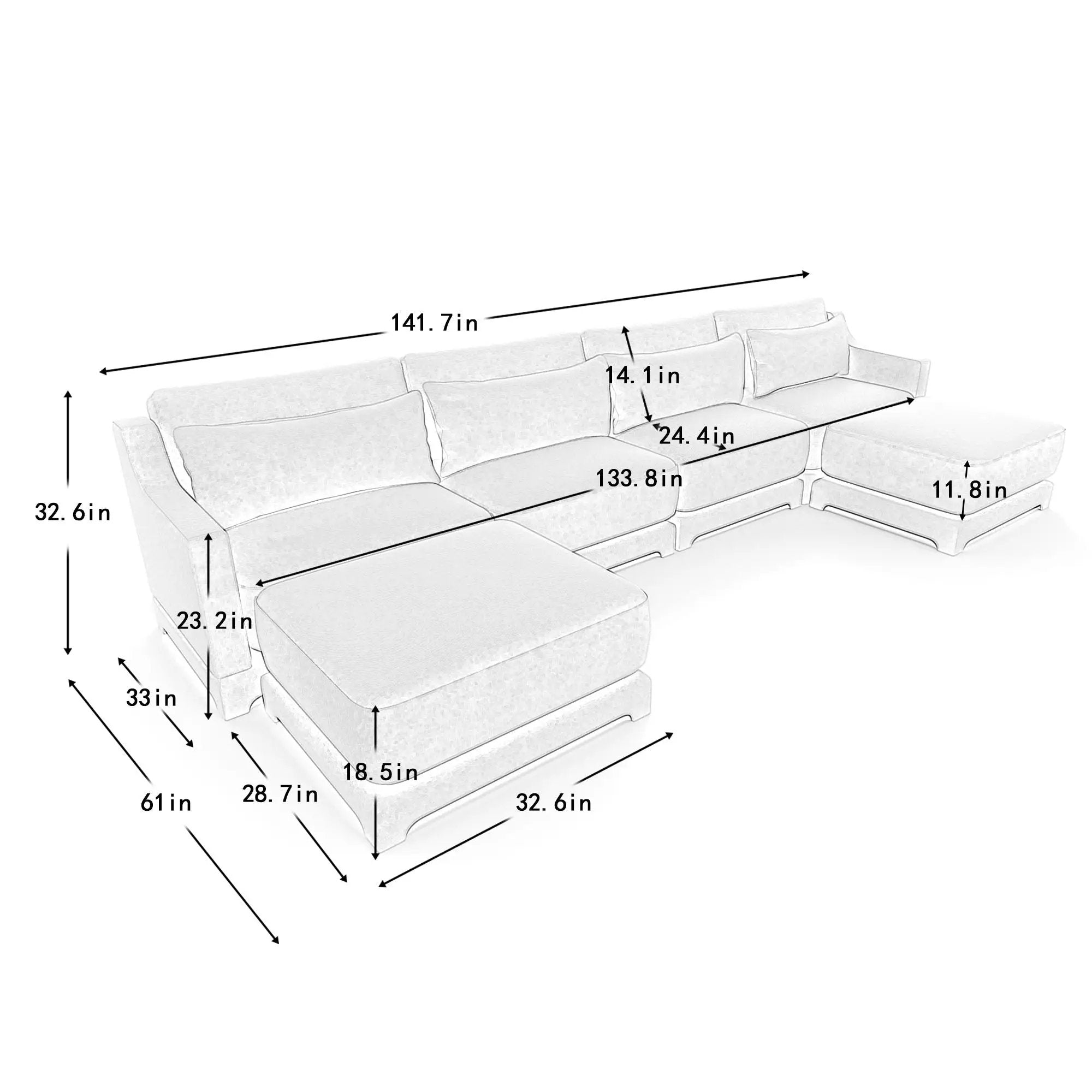Stylish Sofa With Ottoman And Lumbar Pillows, Ergonomic Design by HouseOfZazla