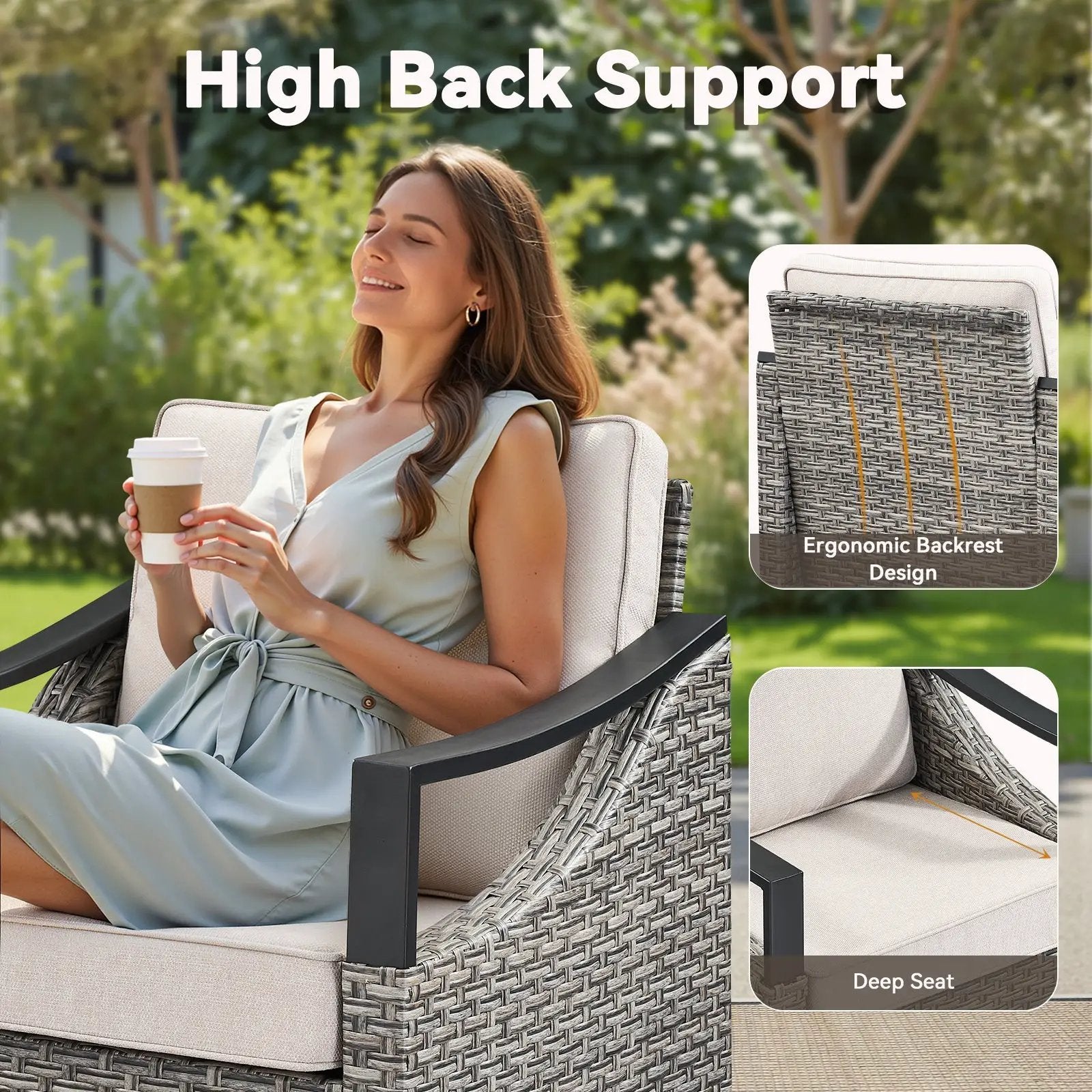 3-Piece Outdoor Conversation Set with Swivel Rocking Chairs by HouseOfZazla