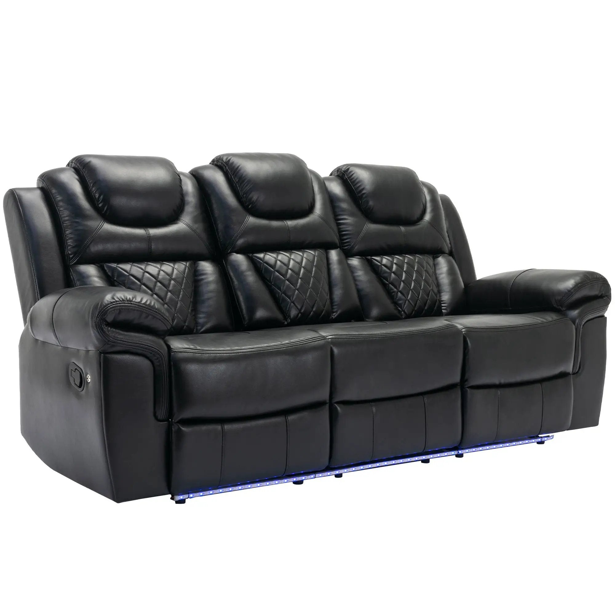 Home Theater Seating Manual Recliner Chair With Center Console And Led Light Strip For Living Room by Unique Piece Furniture