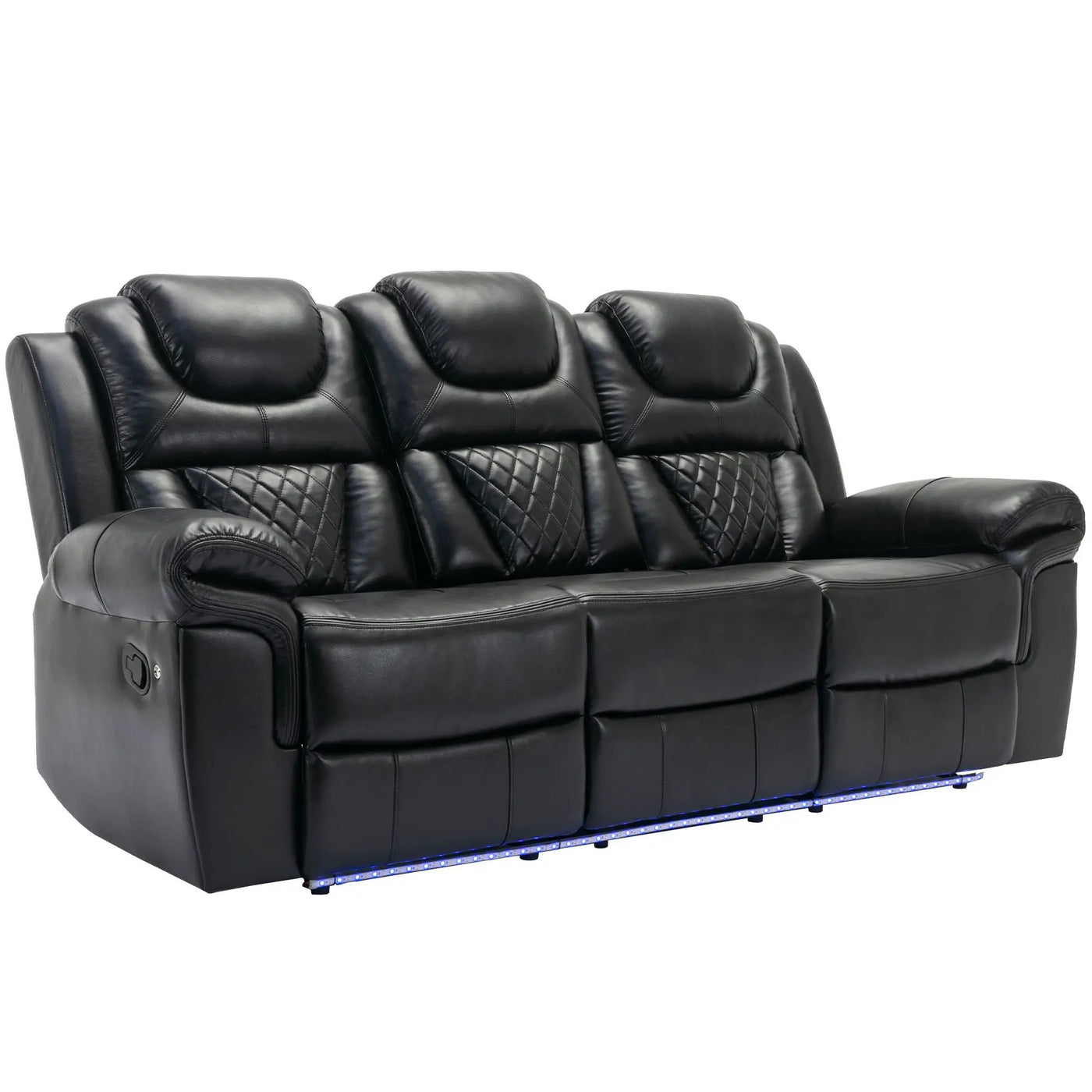 3 Pieces Recliner Sofa Sets Home Theater Seating Manual Recliner Chair With Center Console And LED Light Strip For Living Room by HouseOfZazla