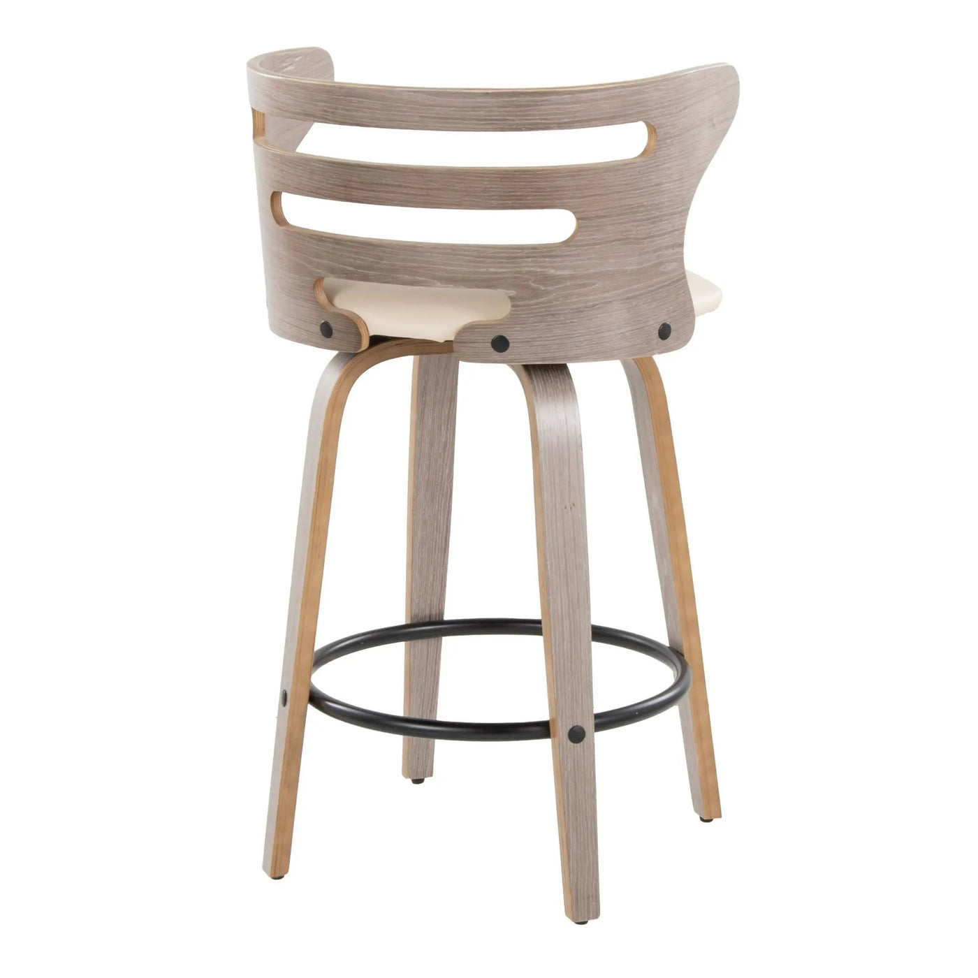Cosini - Mid Century Modern Fixed Height Barstool With Swivel And Round Footrest (Set of 2) by HouseOfZazla