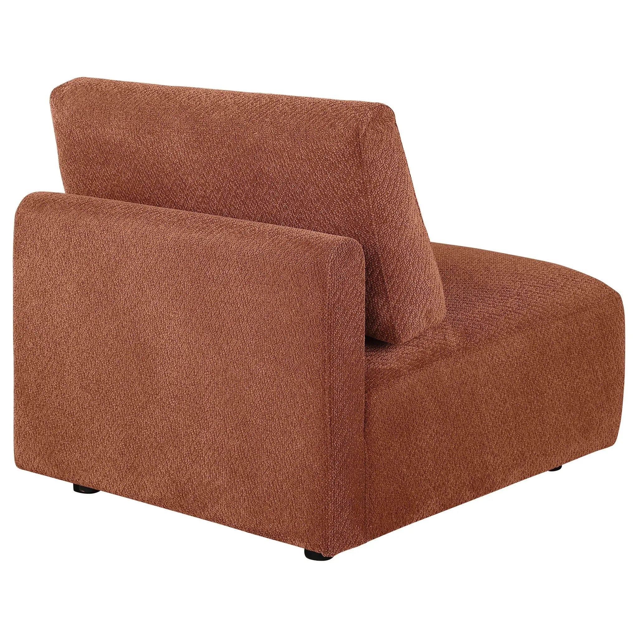 Elysia Chenille Upholstered Modular Armless Chair Coral by Unique Piece Furniture