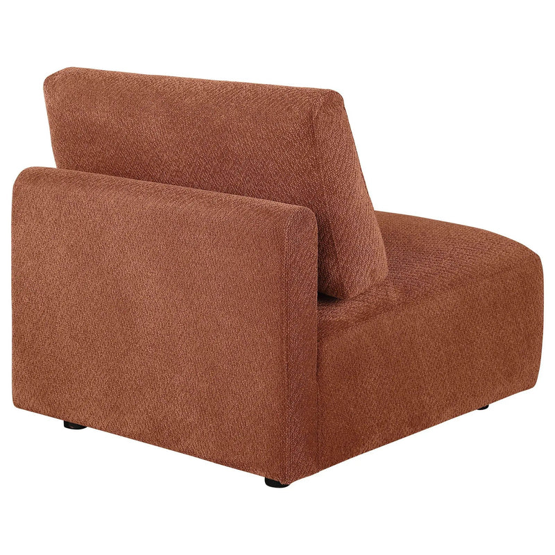 Elysia Chenille Upholstered Modular Armless Chair Coral by Unique Piece Furniture