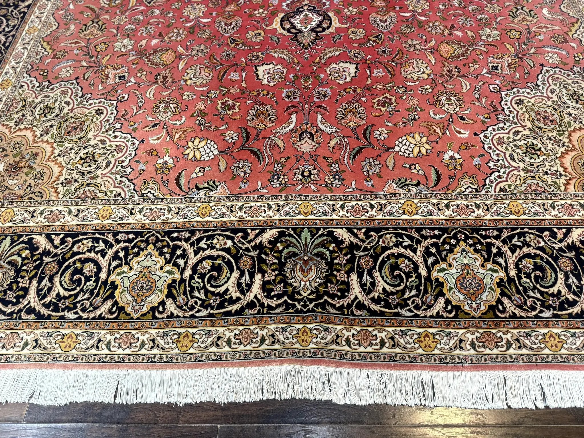 Persian Tabriz Rug 10x13 – Floral Medallion & Birds, Wool & Silk, 330 KPSI by Jewel Rugs