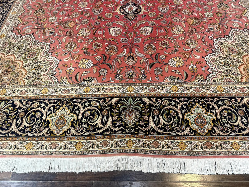 Persian Tabriz Rug 10x13 – Floral Medallion & Birds, Wool & Silk, 330 KPSI by Jewel Rugs