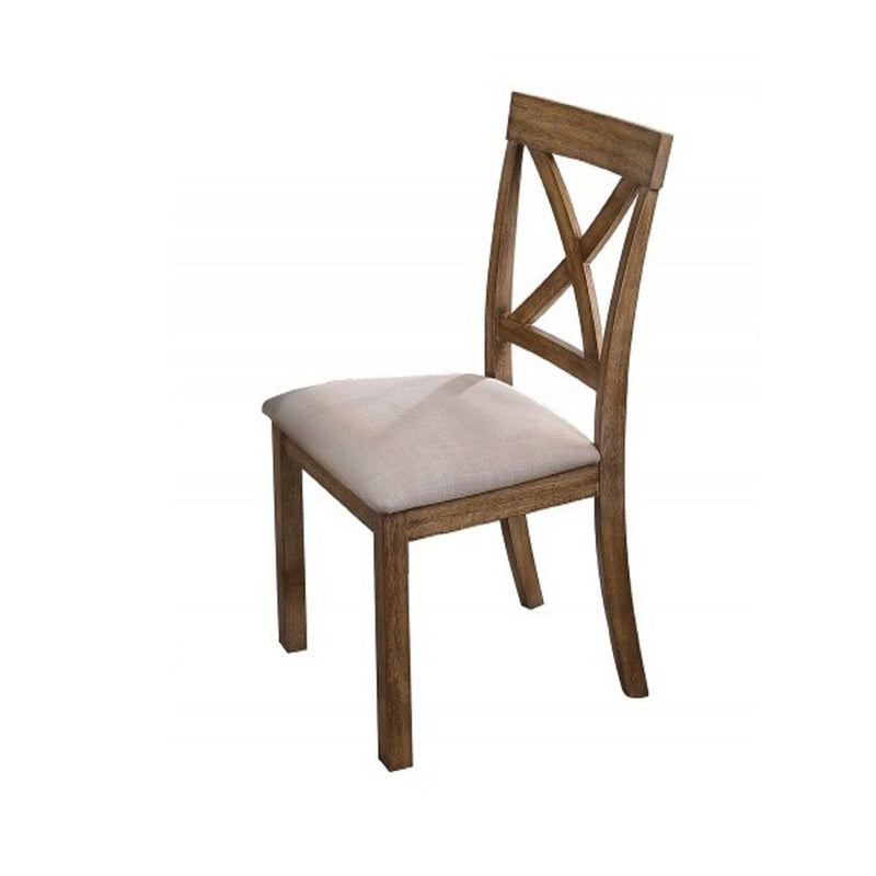Dining Chair With Open X Back (Set of 2) - Brown / Beige by HouseOfZazla
