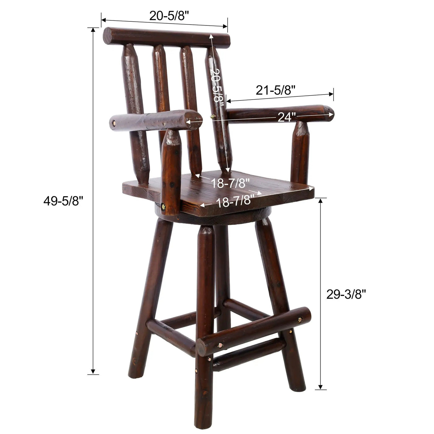 Rustic Bar Stool, Fir Wood Construction, Wide Armrest by HouseOfZazla