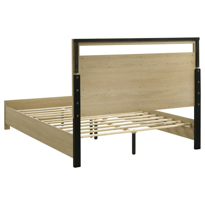 Hendricks Queen Panel Headboard Platform Bed Light Oak by Unique Piece Furniture